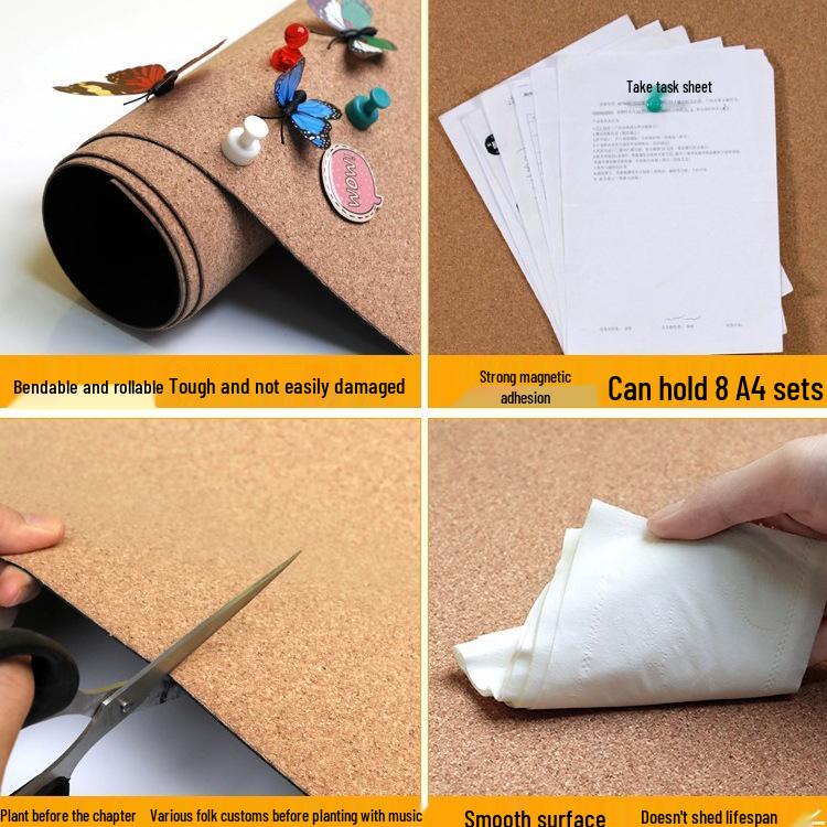 Self-Adhesive Magnetic Cork Wall Board for Photos and Messages