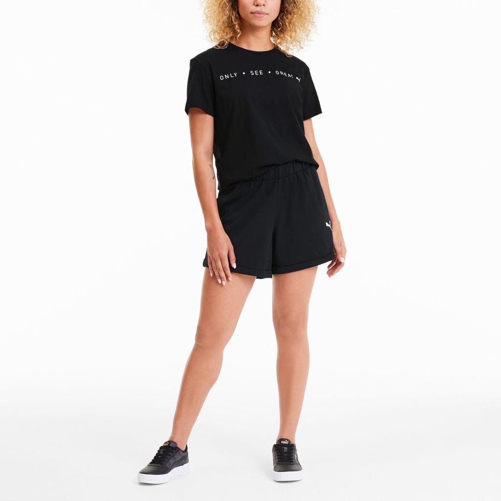 Puma Logo Print Sports Casual Shorts Women shorts Black 585052-01