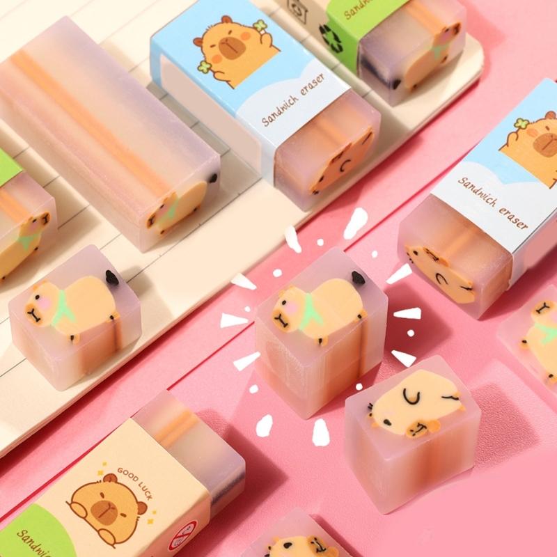 36PCS Colorful Capybara Eraser Creative Animal Shape Eraser For Student Children Classroom Reward Stocking Fillers