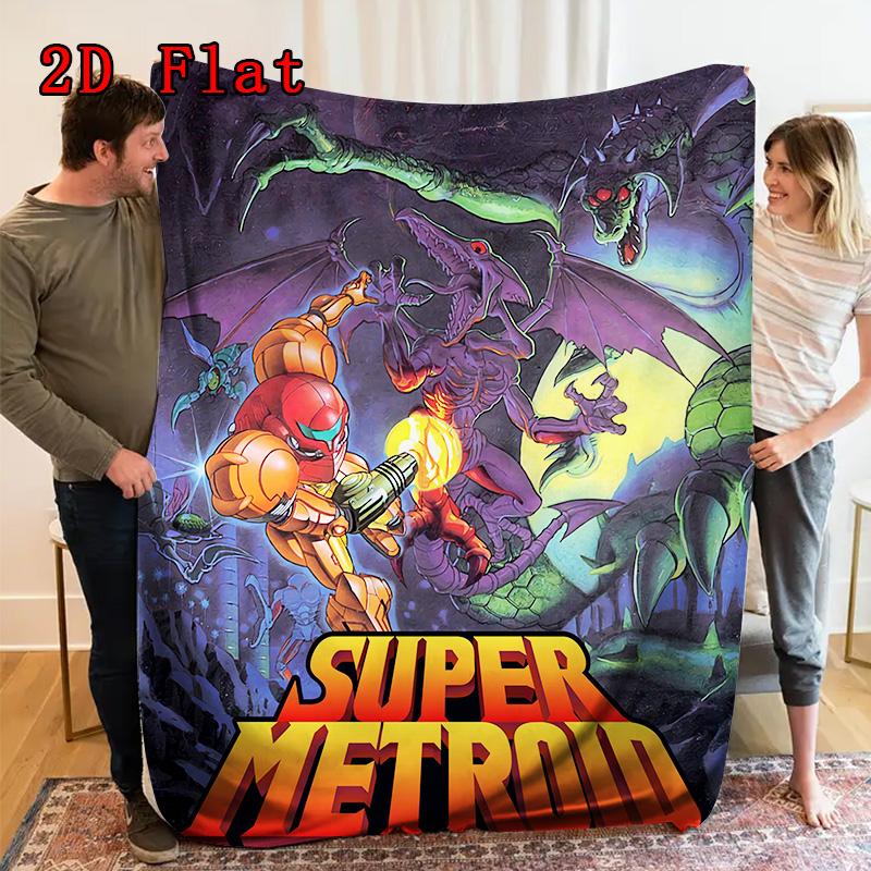 Super Metroid 2D Flat Pattern Flannel Blanket High quality All Seasons Warmth and Comfort Perfect for Christmas Gifts.SMT0917177
