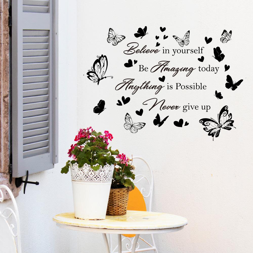 WZ9022 Slogan englezesc Fluture Dragoste Dormitor Sufragerie Studiu Înfrumusețare Acasă Decorare Autocolant de perete