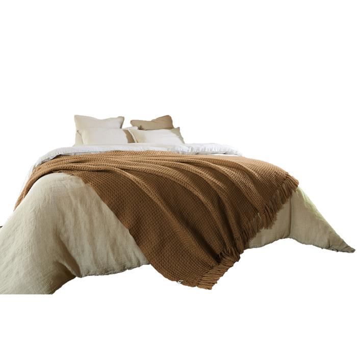 Couvre Lit - Gabin - Camel - 240 X 260 Cm - 100% PET - Lavable À 30° C