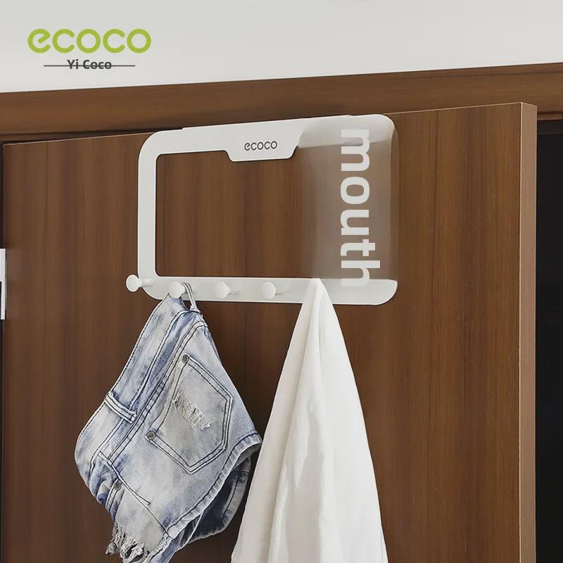 Ecoco No-Trace Door Hook: Six-Hook Hanger for Clothes and Hats