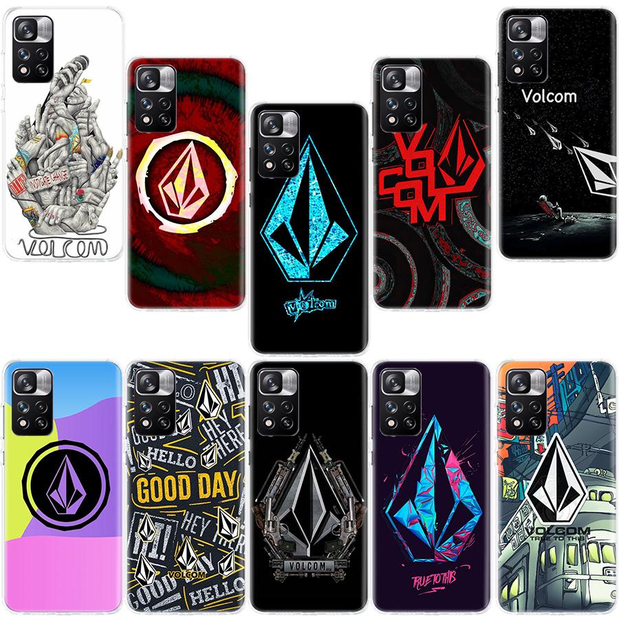 Volcom Logo Phone Case For Redmi Note 13 12 Pro Plus 14 15 Pro 5G 11 11T 11E 11S 10 Pro 10S 9 9S Cover Cell Clear TPU Capa Cases