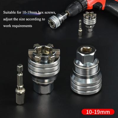 Universeller elektrischer Schraubenschlüssel-Hülsenadapter Passend für Standard 3/8-3/4'' 10 bis 19 mm Super-Stecknuss Multifunktionales Antriebsschlüssel-Werkzeug
