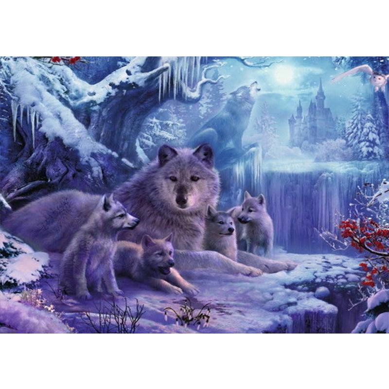 5D-Diamantmalerei, Wolf, rund, Kreuzstich, Diamantstickerei, Tiere, Perlenbild, Kits, Kunsthandwerk, Heimdekoration