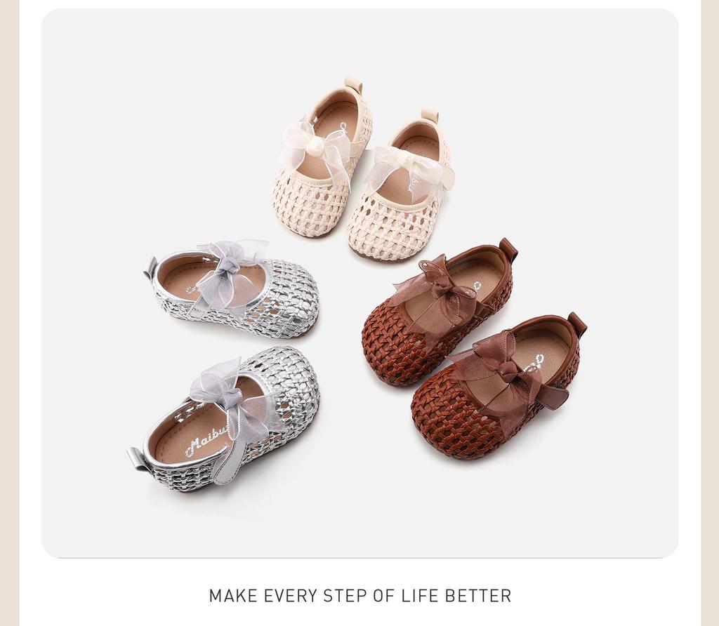 Spring Lace Bow Non-Slip Soft Bottom Baby Shoes - Girls' Princess Style Leather