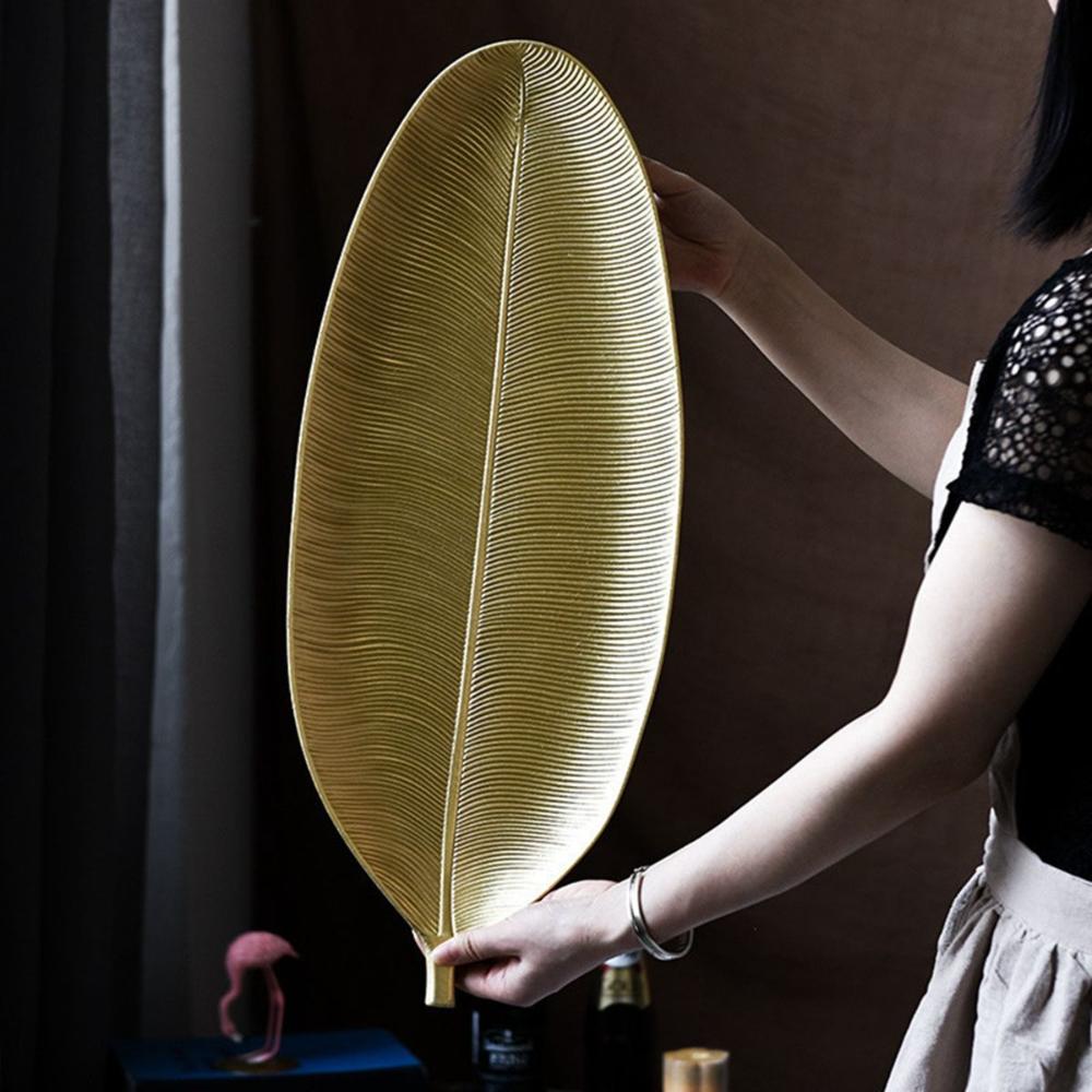 Gold Snack Dish Pineapple & Leaf Shaped Fruit Rack Jewelry Storage Tray Serving Tray Dessert Shelf