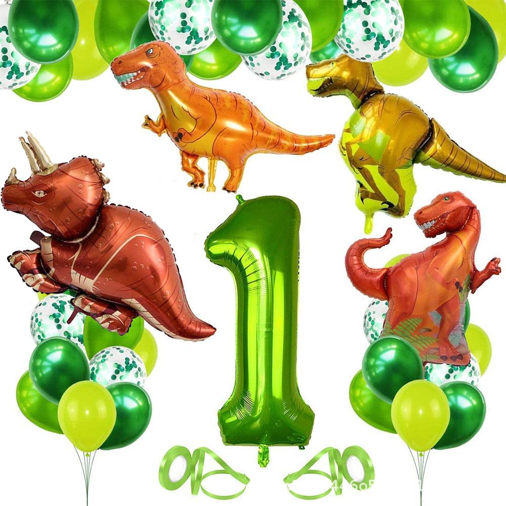 Dinosaur 1 -9 Years Old Birthday Party Balloon Background Decoration Number Set Birthday Number Balloon Set Green 
