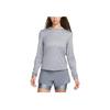Solid Color Round Neck Casual Pullover Knit Long Sleeve Breathable T-Shirt Women Tops Gray FB4298-084