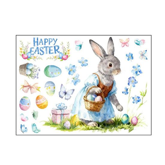 

Easter Window Cling Cute Bunny Wildflowers Eggs Butterfly Decal Reusable Double-Sided Static Window Stickers for Glass Doors Walls Kids Room Spring A