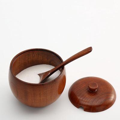 Barattolo Spezie Legno / Cucchiaio Lattine Stile Retrò Contenitore per Conservazione Sale Condimento Strumento da Cucina