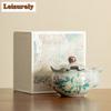 200ml Handmade Pea Green Ru Kiln Teapot Japanese Hibiscus Mutabilis Flower Hand Grab Pot Tea Brewing Kettle Puer Cha Decoration