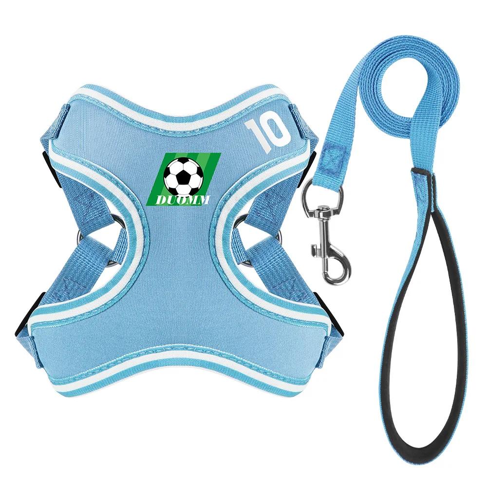 

Шлейка для собак No Pull Dog Step In для щенков, спасающая от удушья и побега, жилет для собак с поводком, подходит для маленьких и средних собак XS (Pet 4-7.5kg) небесно-голубой