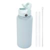 1L Stainless Steel Vacuum Insulated Water Bottle With Handle Straw Lid Outdoor Sports Travel