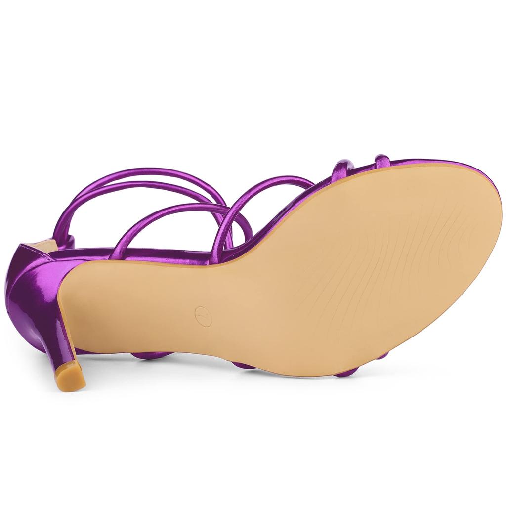 Allegra K Strappy Sandals with Stiletto Heels, Open Toe, Women's High Heels, Party, Spring/Summer, Purple, Size 27.0cm