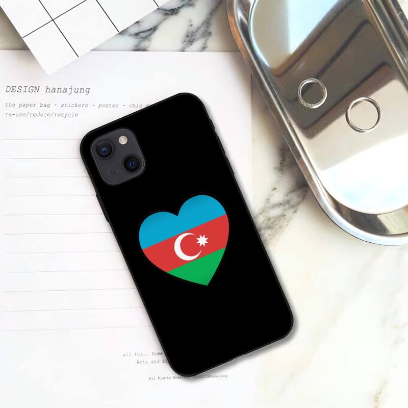 Azerbaijan Flag Phone Case For iPhone 11 12 Mini 13 14 15 Pro XS Max X Plus SE XR Shell