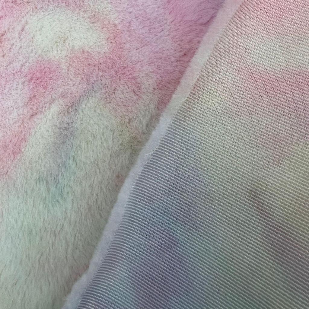 Gradient Tie-Dye Rabbit Fur Plush Fabric for Clothing, Bags, Toys, and Home Textiles.