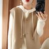 Women's Wool Blend V-Neck Vest: Petite Sleeveless Cardigan with Shoulder Pads, 100% Double-Faced Wool for Autumn & Winter.