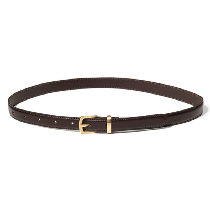 Halden (W) Simple Western Gold Square Cowhide Leather Belt (T015_brown)