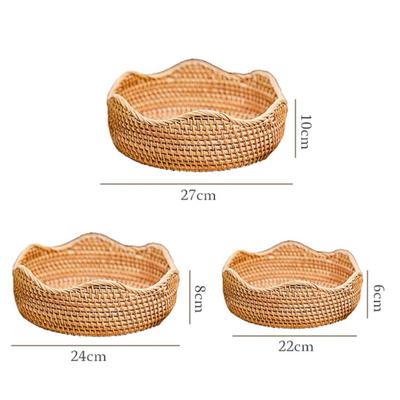 Runder Rattan-Gewebe-Aufbewahrungskorb für Obst, Brot, Lebensmittel, Küche, Heimdekoration, Organizer