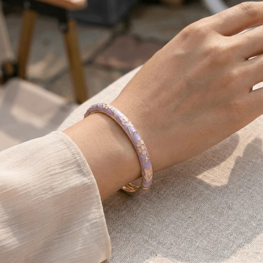 Ethnic Style Vintage Cloisonne Bangle Opening Enamel Bracelet Women's Hand Bracelet  Jewelry Gifts