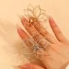Vintage Metal Hollow Flower Open Rings for Women Exaggerated Gold Color Line Big Flower Adjustable Finger Rings Jewelry Gifts