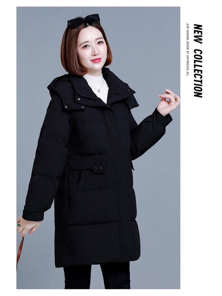Women's Mid-length Quilted Cotton Coat: 2024 Winter Loose Plus Size, Thickened & Padded Jacket