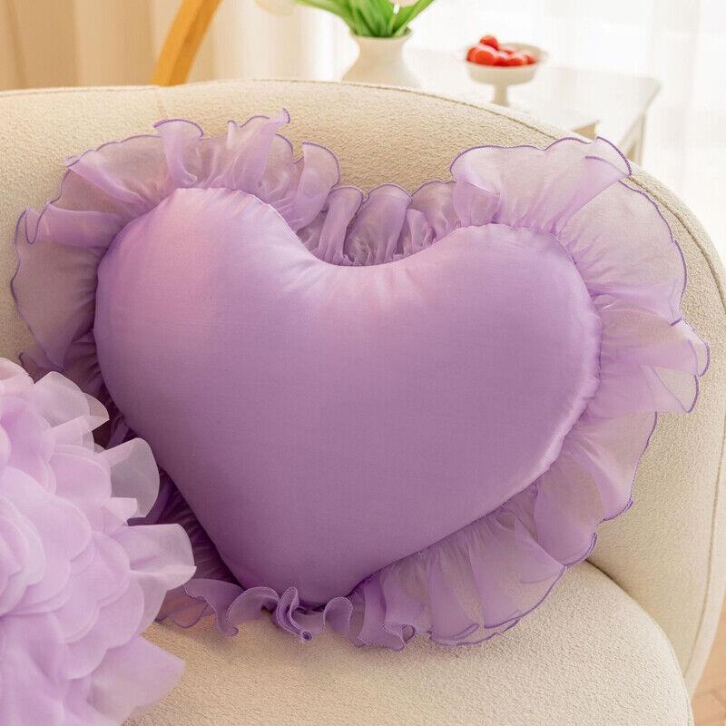 1PC Heart Pillowcase Cushion Soft Velvet/lace Pillow Cover Decorative Girl Princess Room Decoration Sofa Living Room for Love