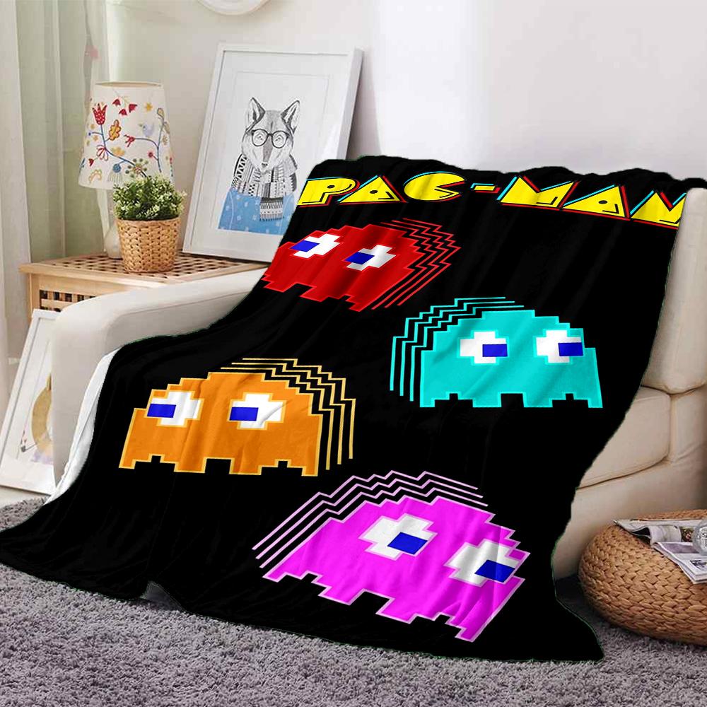 1Pc Pacman Adventure Blanket For Couch Bed Plush Cozy Fuzzy Blanket Super Soft Warm Blankets For Fall And Winter 091890