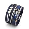 Women's Classic Woven Leather Bracelet with Tree of Life Pendant and Pearls
