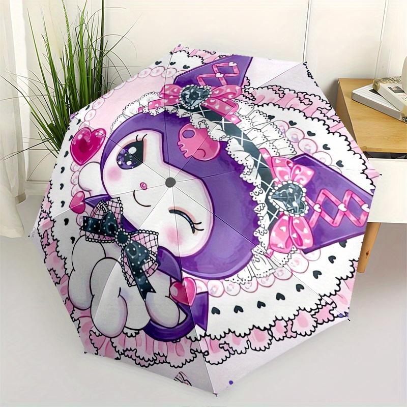 

Kuromi Automatic Folding Umbrella-Simple 8-Rib Design, Bright Cartoon Pattern, Durable Iron Frame, Suitable For Travel, Outdoor, Beach-Cute
