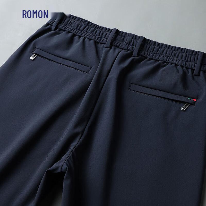 Lomon Men's Elastic Waist Anti-Wrinkle Straight-Leg Casual Pants