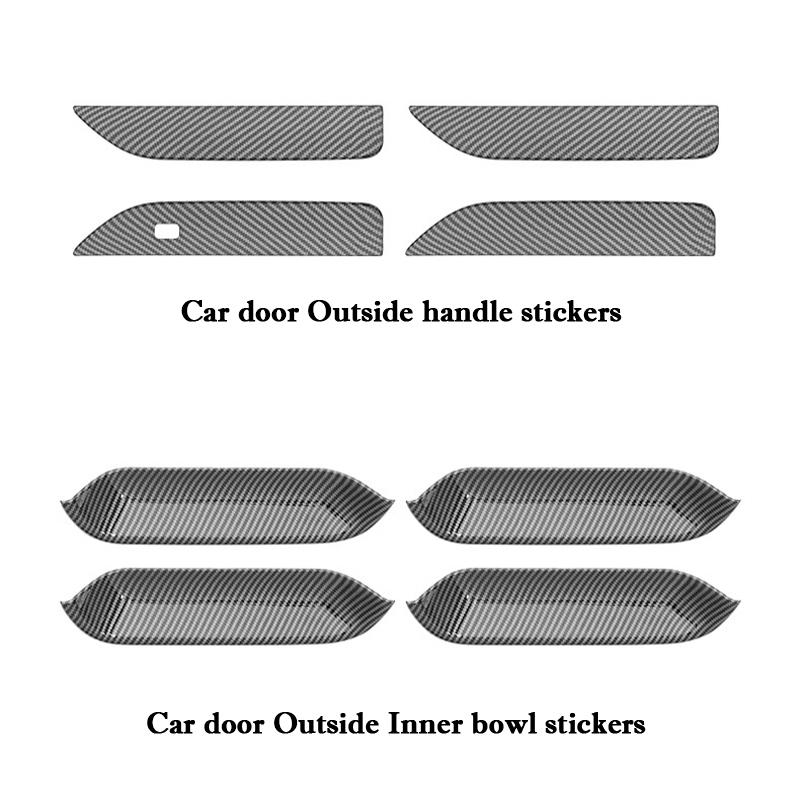 For BYD Yuan UP Pro 2024 2025 Car Door Outside Handle Stickers ABS Carbon Fiber Pattern Door Bowl Protective Stickers Decoration