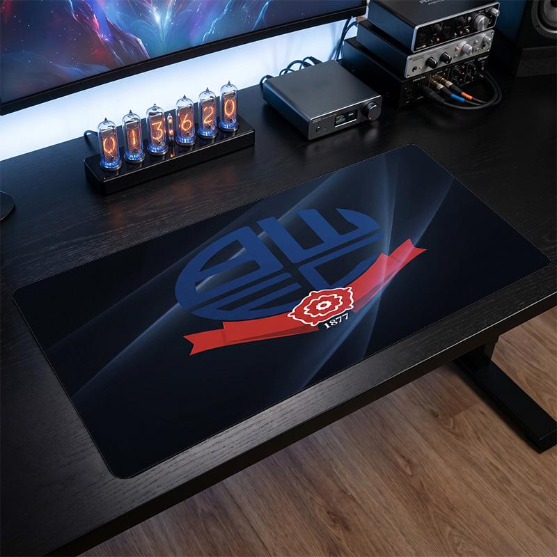 Bolton Wanderers FC Theme Pattern Mouse Pad, Soccer Logo Design XXL Gaming Desk Mat Non-Slip Computer Mouse Pad