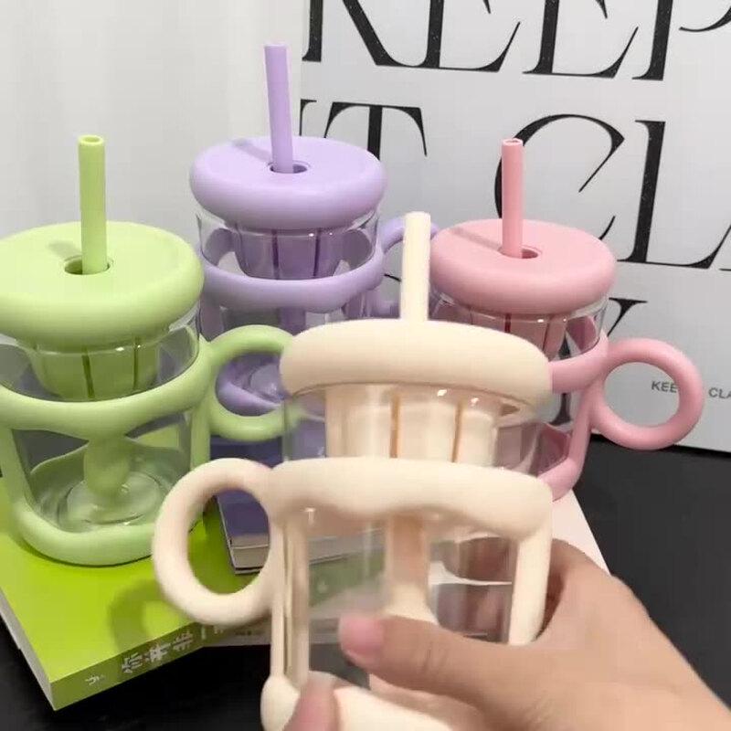 Multi-purpose Glass Stirring Cup with Straw