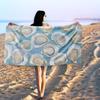 Blue Coastal Oysters Beach Towel, East Coastal Bathroom Decor, Trendy Beachy Sand Beach Towels Gifts for Women, Nautical Oyster Quick Dry Bath Pool