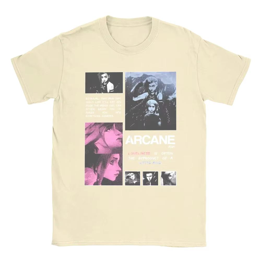 

Мужская футболка Arcane Season 2 Jinx Vi Аниме Игра Чистая футболка Мерч Безумные футболки с коротким рукавом Женская футболка 4XL