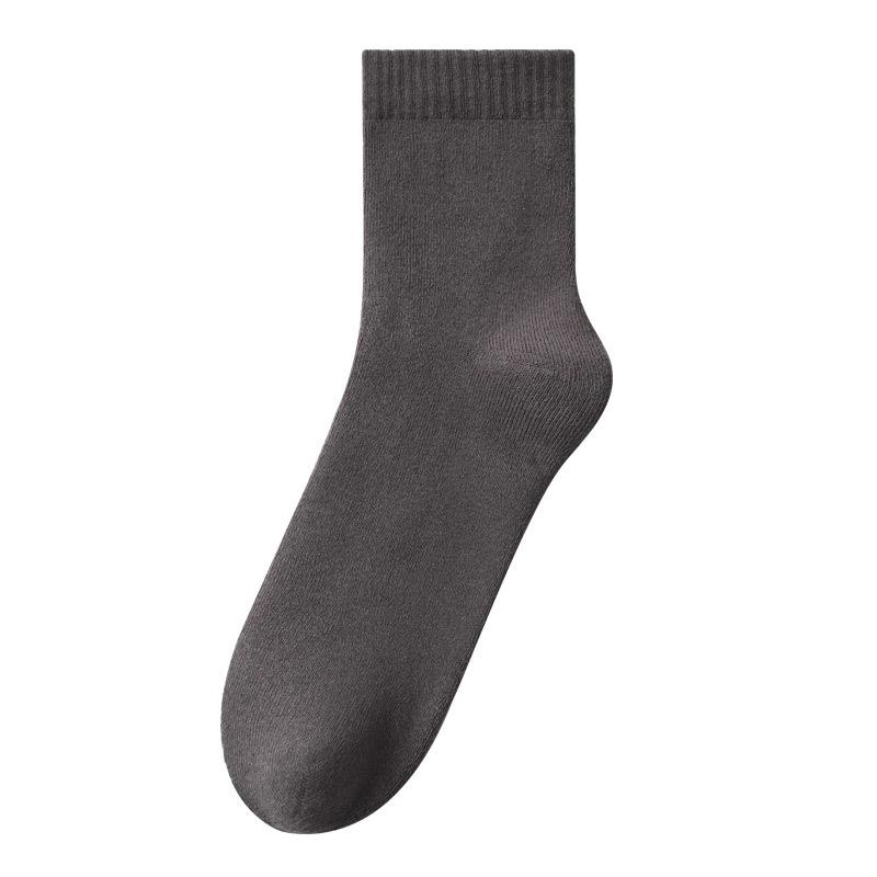 Herbst- und Winterwollsocken, Herrensocken, Verdickte warme Mid-Calf-Socken, Fleece-Langschaftsocken, Einfarbige dicke Socken aus Nordostchina