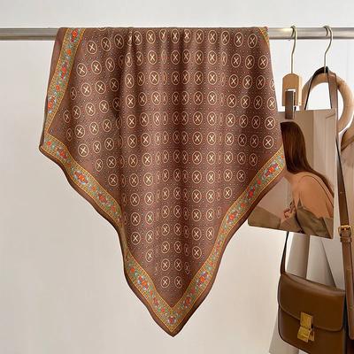 Luxury Design Print Velvet Square Hair Scarf Women Soft Head Hijab Neck Ties Kerchief Office Female Headband Neckerchief Gift