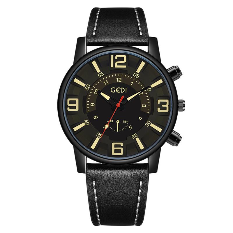 Premium Business Men'S Watch Luminous Large Dial Belt Watch Men'S Waterproof Quartz Watch