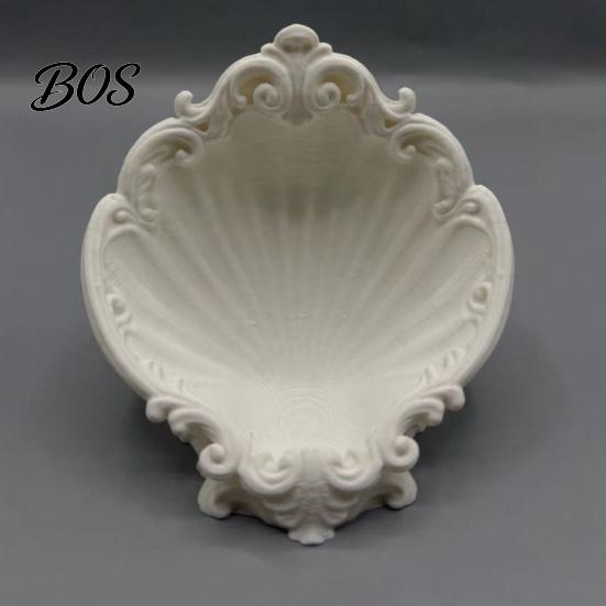 Ceramic Texture Storage Tray Baroque Shell Jewelry Tray, 3D Printed Dish Ornaments, Multi-purpose for Rings Earrings Bracelets Desktop Decoration