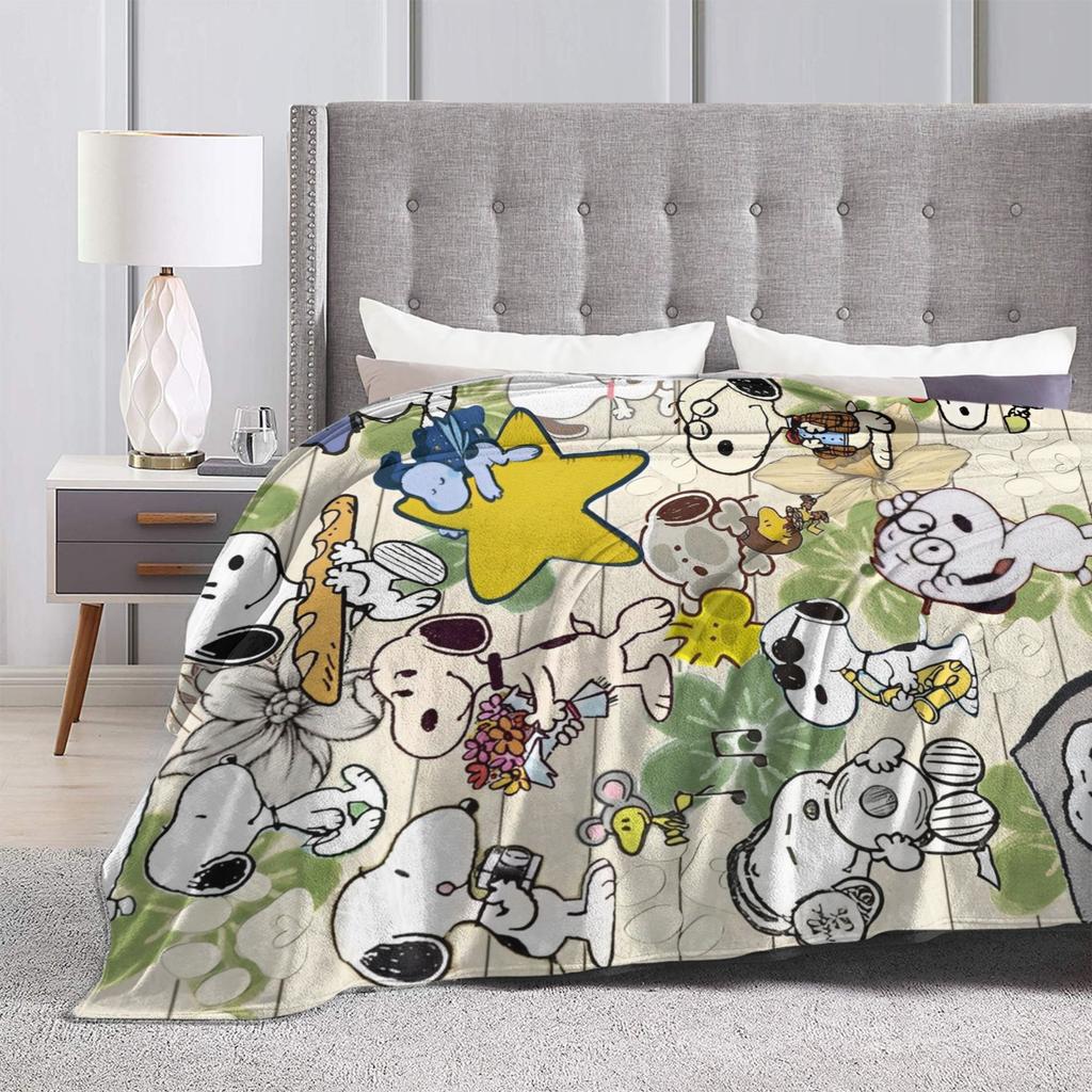Snoopys Cartoon Fuzzy Blankets Fashion Throw Blanket for Bed Sofa Couch 200x150cm Quilt,