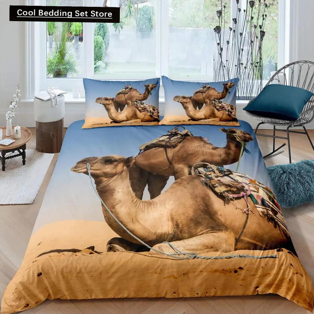 Comforter 3D Desert Camel King Queen Size Brown Animal Bedding Set Kids Teens Adults Cute Wildlife Soft Polyester