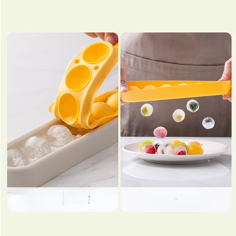 Kompaktowe foremki na kostki lodu z pokrywką, forma łatwa do wyjmowania, elastyczny silikon spożywczy do robienia kulek, tacka do zamrażarki na koktajle
