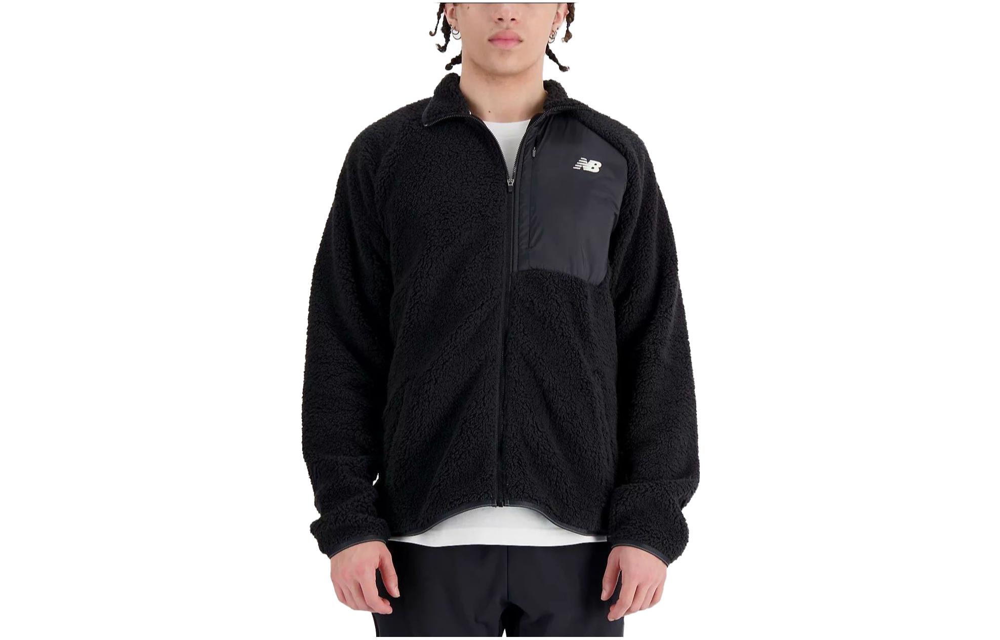 New Balance Q Speed Sherpa Jackets Men s Black Stand Collar Moderate Other MJ33285-BK M