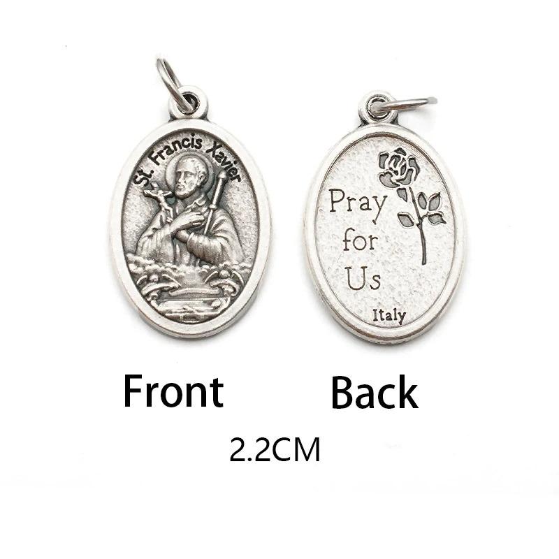 Reversible Metal Charms Necklace Bracelet DIY Accessories Philomena Our Lady Benedict Religious Figures Charms Catholic Figures