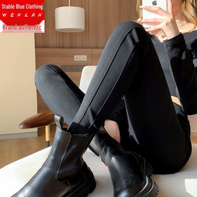 Women's Plus Size Fleece Lined Tummy Control Leggings - Slim Fit Pencil Pants for Spring and Autumn