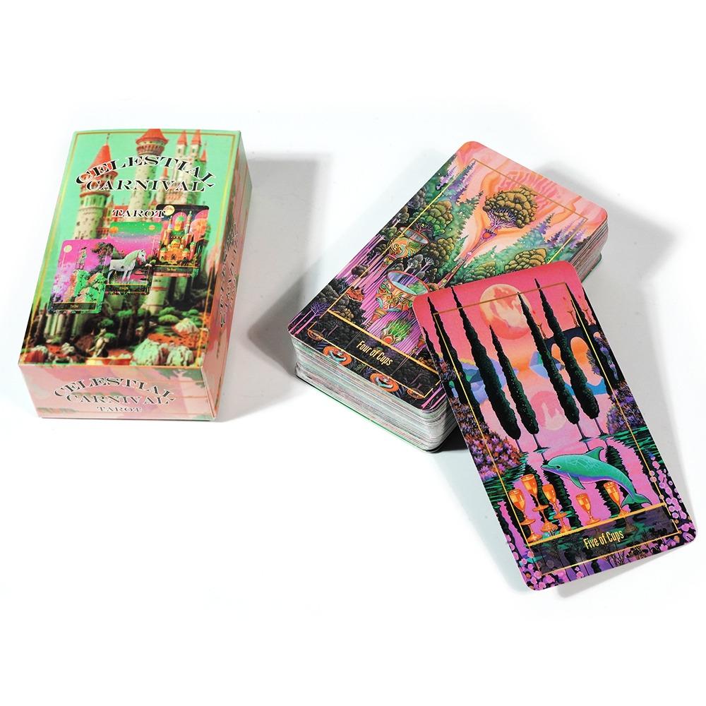 Celestial Carnival Tarot 10.3*6 Cm Complete Tarot with 78 Cards, Indie Unique Oracle Deck
