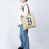 New MLB Monogram Collection Polyester Square Bag Combo Handbag Regular Women's Khaki 3AORL011N-43BGS